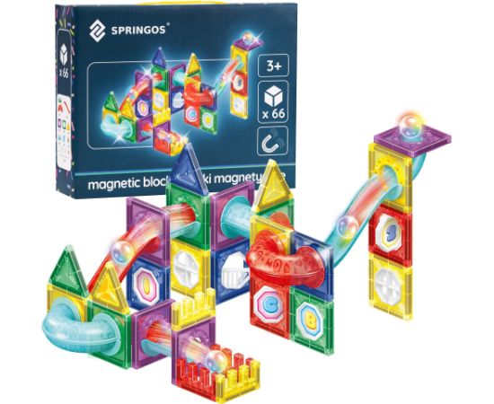 Magnētiskais konstruktors 66 daļas Springos KG0063 Jaunumi, Bērnu preces