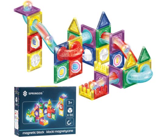 Magnētiskais konstruktors 66 daļas Springos KG0063 Jaunumi, Bērnu preces