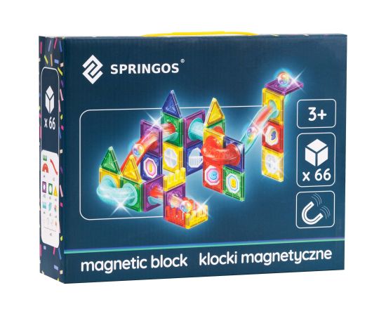 Magnētiskais konstruktors 66 daļas Springos KG0063 Jaunumi, Bērnu preces