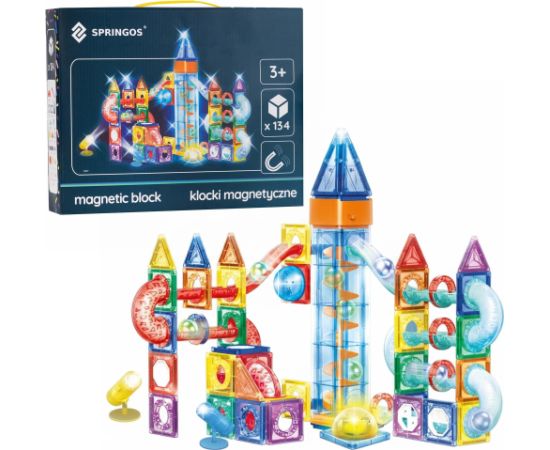 Magnētiskais konstruktoru komplekts 134 daļas Springos KG0062 Jaunumi, Bērnu preces