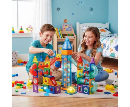 Magnētiskais konstruktoru komplekts 134 daļas Springos KG0062 Jaunumi, Bērnu preces