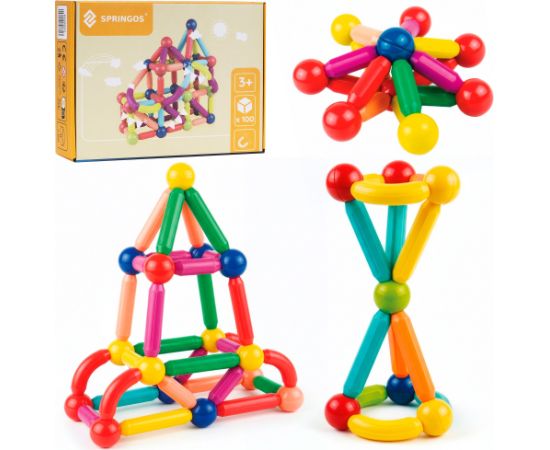 Magnētiskais konstruktors 100 daļas Springos KG0051 Jaunumi, Bērnu preces