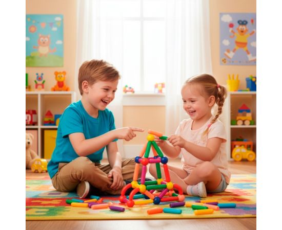 Magnētiskais konstruktors 100 daļas Springos KG0051 Jaunumi, Bērnu preces