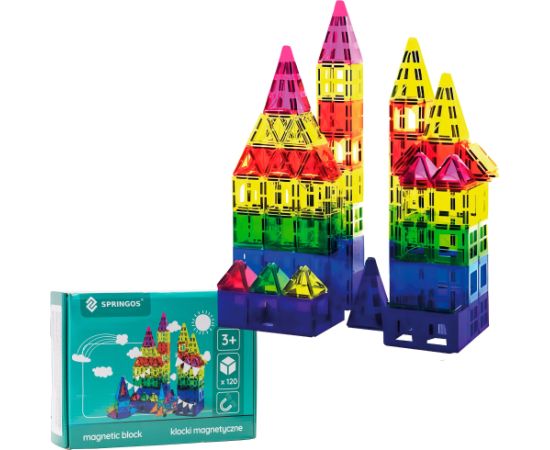Magnētiskais konstruktors 120 daļas Springos KG0049 Jaunumi, Bērnu preces