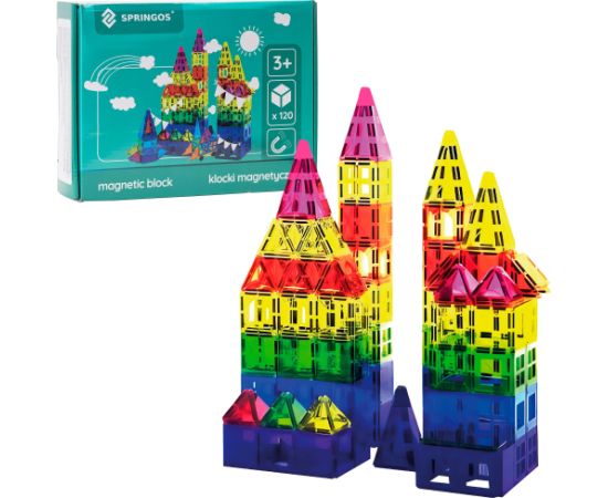 Magnētiskais konstruktors 120 daļas Springos KG0049 Jaunumi, Bērnu preces