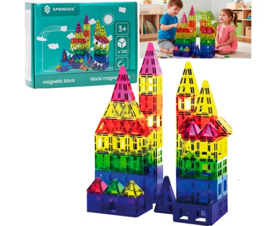 Magnētiskais konstruktors 120 daļas Springos KG0049 Jaunumi, Bērnu preces