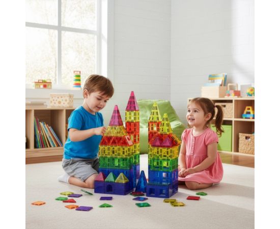 Magnētiskais konstruktors 120 daļas Springos KG0049 Jaunumi, Bērnu preces