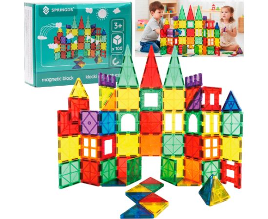 Magnētiskā konstruktoru spēle 100 daļas Springos KG0048 Jaunumi, Bērnu preces