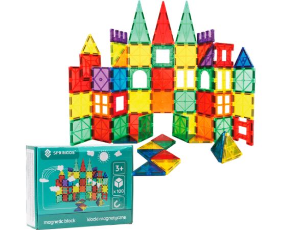 Magnētiskā konstruktoru spēle 100 daļas Springos KG0048 Jaunumi, Bērnu preces