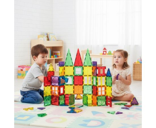 Magnētiskā konstruktoru spēle 100 daļas Springos KG0048 Jaunumi, Bērnu preces