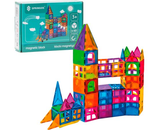 Magnētiskais konstruktors 60 daļas Springos KG0047 Jaunumi, Bērnu preces