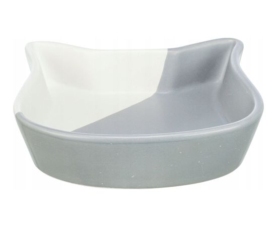 Trixie Miska ceramiczna, dla kota, w kształcie głowy kota, szara/biała, 0,2l/13 cm Bļodas un dzirdinātāji