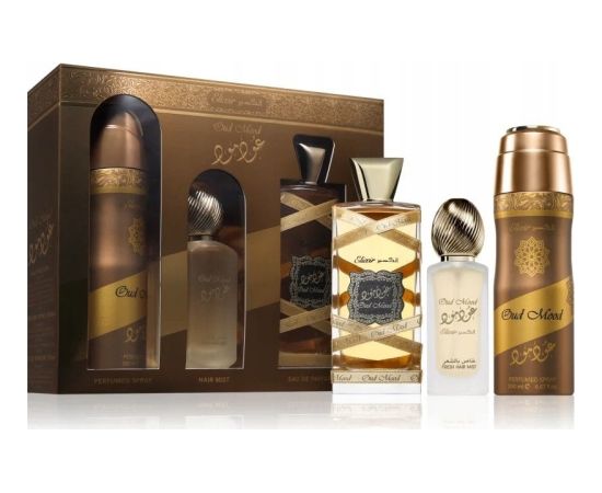 SET LATTAFA Oud Mood Elixir EDP spray 100ml + HAIR MIST 50ml + DEO spray 200ml Unisex Smaržas