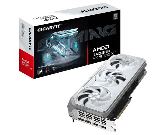 GIGABYTE Radeon RX 9070 XT GAMING OC ICE 16G Graphics Card - 16GB GDDR6, 256bit, PCI-E 5.0, 3060 MHz Core Clock, 2 x DisplayPort, 2 x HDMI, GV-R907XGAMINGOCICE-16GD Grafiskās video kartes