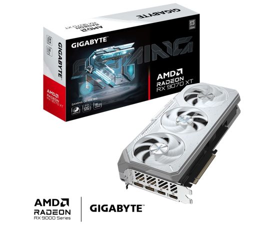 GIGABYTE Radeon RX 9070 XT GAMING OC ICE 16G Graphics Card - 16GB GDDR6, 256bit, PCI-E 5.0, 3060 MHz Core Clock, 2 x DisplayPort, 2 x HDMI, GV-R907XGAMINGOCICE-16GD Grafiskās video kartes