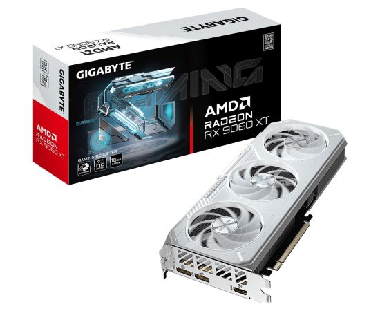 GIGABYTE GAMING Radeon RX 9060 XT OC ICE 16G Graphics Card - 16GB GDDR6, 256bit, PCI-E 5.0, 3320 MHz Core Clock, 2 x DisplayPort, 1 x HDMI, GV-R906XGAMINGOCICE-16GD Видеокарты