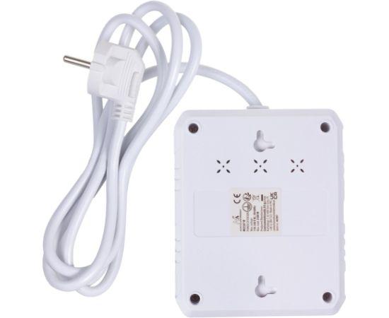Maclean power strip, extension cord 2 sockets + 3xUSB, 110-240V AC 50/60Hz, 2.1A max 2500W, 1.5m, white, MCE387 W Strāvas pagarinātāji