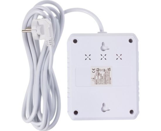 Maclean power strip, extender 2 sockets + 3xUSB, 110-240V AC 50/60Hz, 2.1A max 2500W, 3 m, white, MCE388 W Strāvas pagarinātāji