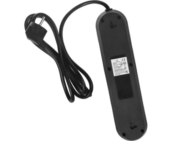 Maclean power strip, 3-socket extension cable + 3xUSB, 110-240V AC 50/60Hz, 2.1A max 2500W, 1.5m, black, MCE394 B Strāvas pagarinātāji