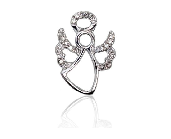 Zelta kulons #1300368(Au-W)_DI, Baltais Zelts 585°, Briljanti (0,065Ct), 0.83 gr. Ar dārgakmeņiem