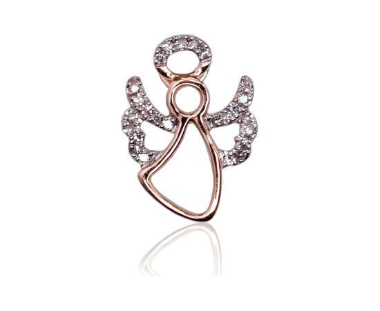 Zelta kulons #1300368(Au-R+PRh-W)_DI, Sarkanais Zelts 585°, rodijs (pārklājums), Briljanti (0,062Ct), 0.78 gr. Ar dārgakmeņiem