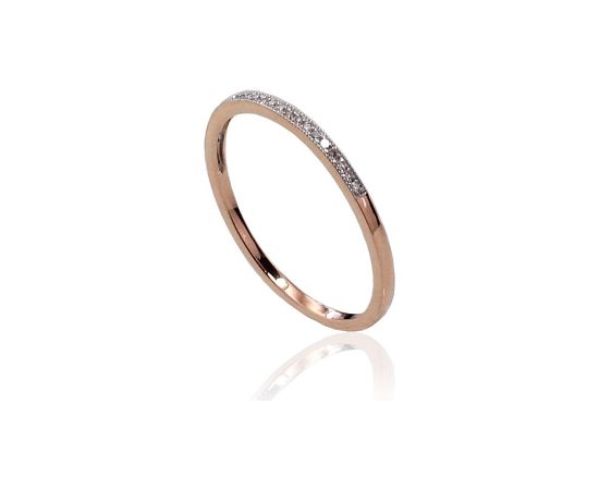 Zelta gredzens #1100414(Au-R+PRh-W)_DI, Sarkanais Zelts 585°, rodijs (pārklājums), Briljanti (0,056Ct), Izmērs: 17.5, 0.95 gr. Ar dārgakmeņiem