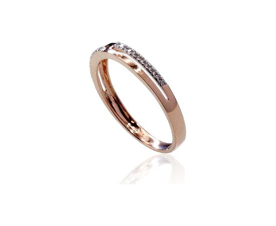 Zelta gredzens #1100413(Au-R+PRh-W)_DI, Sarkanais Zelts 585°, rodijs (pārklājums), Briljanti (0,068Ct), Izmērs: 17, 1.46 gr. Ar dārgakmeņiem