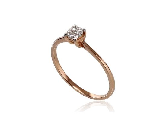 Zelta gredzens #1100288(Au-R+PRh-W)_DI, Sarkanais Zelts 585°, rodijs (pārklājums), Briljanti (0,075Ct), Izmērs: 17, 1.4 gr. Ar dārgakmeņiem