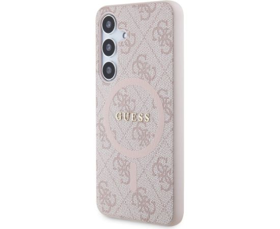 Guess PU Leather 4G Colored Ring MagSafe Case Aizsargapvalks priekš Samsung Galaxy S24 / rozā Neoriģinālie Maciņi