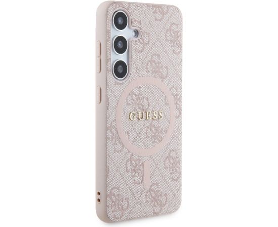 Guess PU Leather 4G Colored Ring MagSafe Case Aizsargapvalks priekš Samsung Galaxy S24 / rozā Neoriģinālie Maciņi