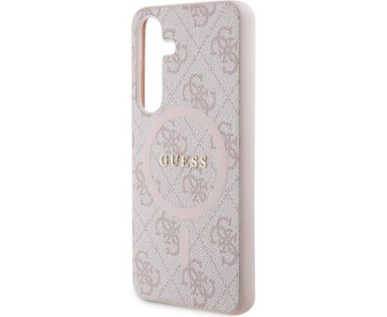 Guess PU Leather 4G Colored Ring MagSafe Case Aizsargapvalks priekš Samsung Galaxy S24 / rozā Neoriģinālie Maciņi