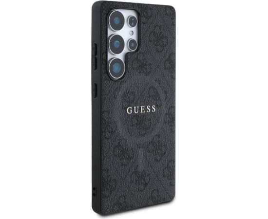 Guess PU Leather 4G Colored Ring MagSafe Case Aizsargapvalks priekš Samsung Galaxy S25 Ultra / melns Neoriģinālie Maciņi