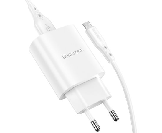 OEM Borofone Sienas lādētājs BN1 Innovative - USB - 2,1A ar USB uz MicroUSB, balts Telefonu lādētāji 220v