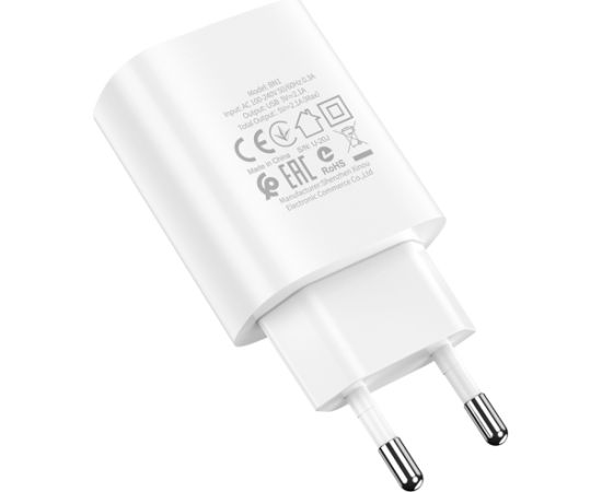 OEM Borofone Sienas lādētājs BN1 Innovative - USB - 2,1A ar USB uz MicroUSB, balts Telefonu lādētāji 220v