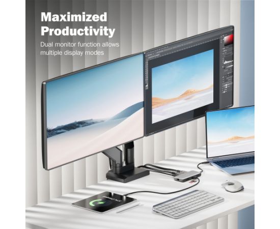 Digitus USB-C docking station, 8-port DA-70915 Ethernet LAN (RJ-45) ports 1 HDMI ports quantity 2 Dokstacijas portatīvajiem datoriem