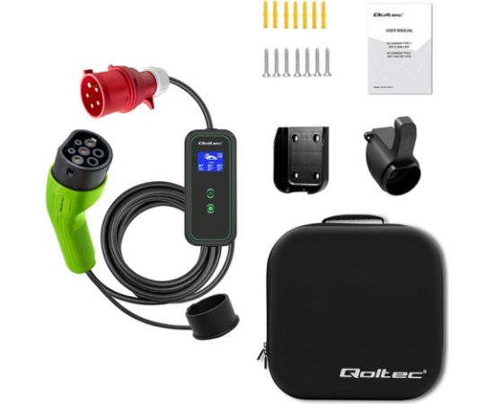 Qoltec 52475 electric vehicle charging cable Black Type 2 5 m Elektro Auto lādēšanas piederumi