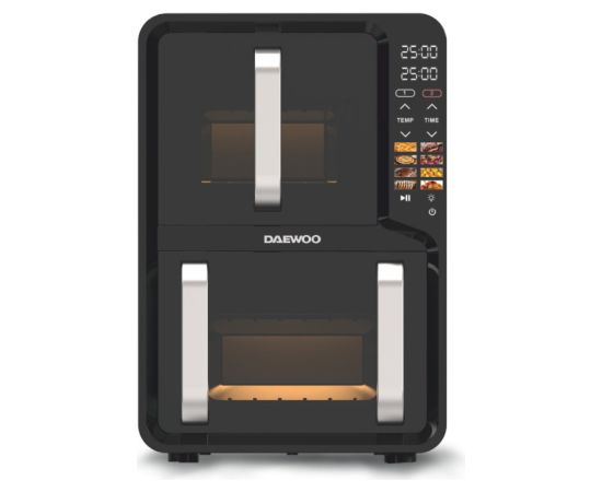 Daewoo DAF 2X1100 UDB dubultais karstā gaisa friteris, 1400 W + 1600 W, 5 L + 7 L ietilpība Taukvāres katli