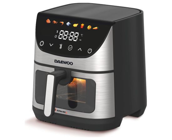 Daewoo DAF 1600IX karstā gaisa friteris ar logu, 1600 W, LED displejs, 6,5 L Taukvāres katli