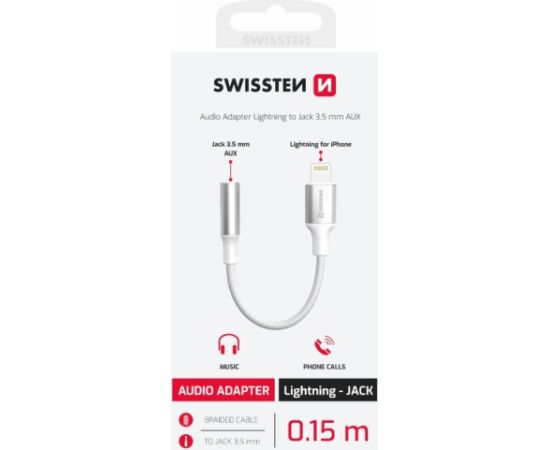Swissten Textile Lightning нa 3.5 mm Аудио Адаптер 15cm Aудио-видео
