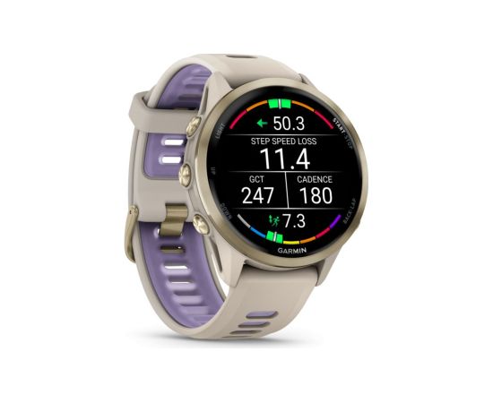 Garmin   Forerunner 970, Soft Gold Titanium with French Grey Case and French Grey/Translucent Indigo Band Smart-Watch Умные часы