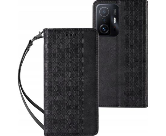 Fusion Magnet Strap grāmatveida maks + aukliņa Samsung A526 | A525 | A528 Galaxy A52 5G | A52 4G | A52s melns Neoriģinālie Maciņi