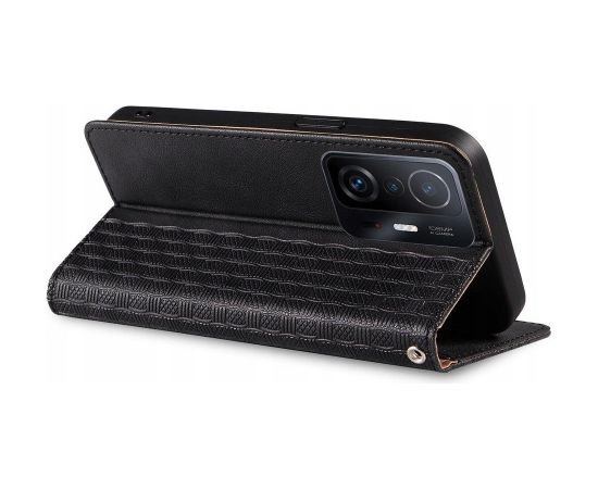 Fusion Magnet Strap grāmatveida maks + aukliņa Samsung A526 | A525 | A528 Galaxy A52 5G | A52 4G | A52s melns Neoriģinālie Maciņi