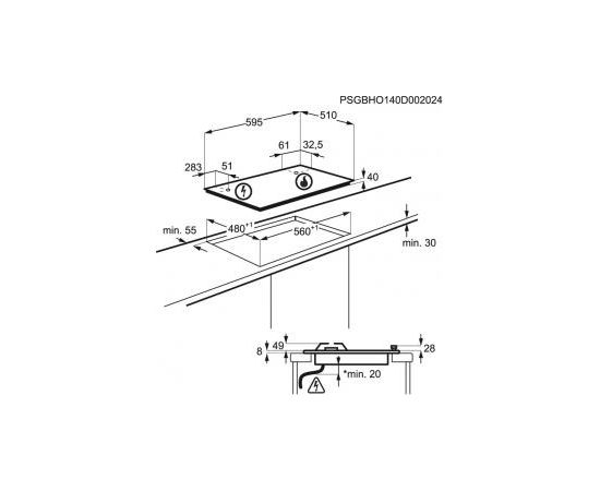 ELECTROLUX KGS6426SX gāzes virsma, iebūvējama, 60cm