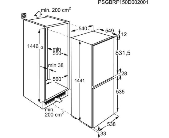 Electrolux LNS5LD14S Ledusskapis, iebūvējams 500.sērija ColdSense 144.1cm Ledusskapji, iebūvējami