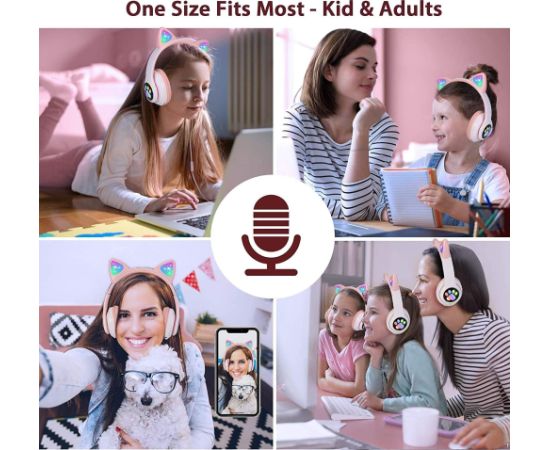 Reach Cat Glow wireless headphones, pink Austiņas