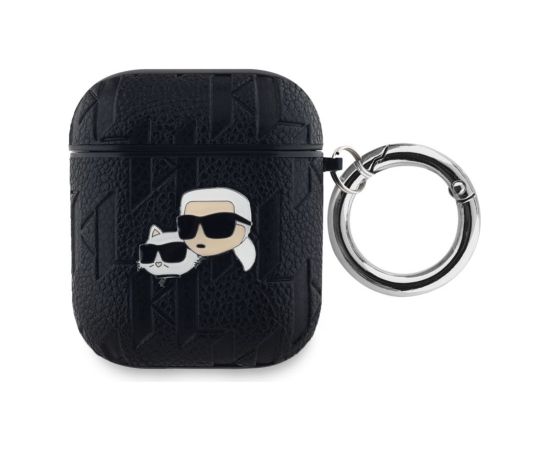 Karl Lagerfeld -  Karl Lagerfeld PU Embossed Karl and Choupette Heads Case for AirPods 1/2 Black Neoriģinālie Maciņi