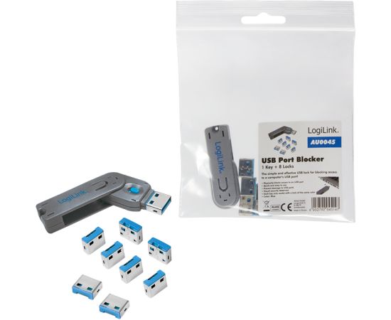 Logilink, USB port blocker (1x key and 8x locks), AU0045 Logilink Adapteri