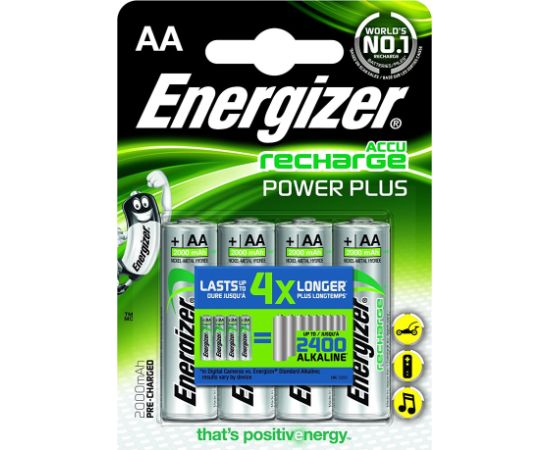 Energizer AA/HR6 2000 mAh Rechargeable Accu Power Plus Ni-MH 4 pc(s) Baterijas un akumulatori