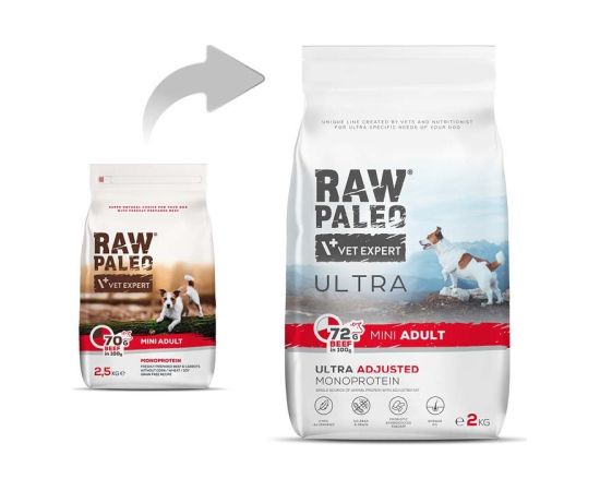 RAW PALEO Ultra Mini Adult Beef - dry dog ​​food - 2 kg Suņu barība
