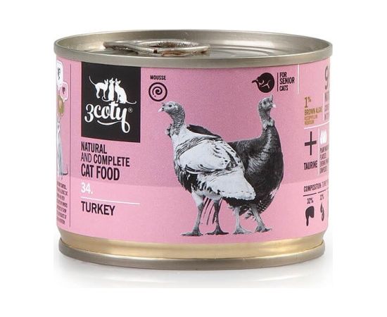 3Coty TURKEY for Senior Cats 180g Консервы кошек